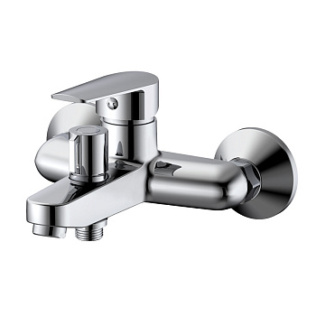 Смеситель для ванны/душа VODA HI 54 настенный, однозахватный, короткий излив, цвет: хром