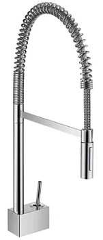 Смеситель Axor Semi Pro 10820 для кухни с выдвижной лейкой, однозахв., поворотный излив 270мм