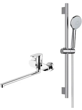 Сет Aquatek 2в1 AQ1833CR Смеситель для ванны AQ1842CR+Душевой гарнитур AQ2017CR, цвет: хром