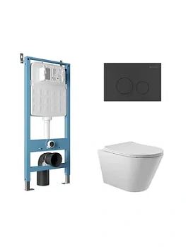 Инсталляция Aqueduto TECNICA NOVO + унитаз с сиденьем OVO + клавиша смыва CIRCULO AQDS089