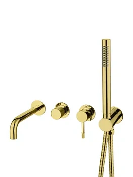 Смеситель Boheme 464-3-G для ванны/душа, встраиваемый, однозахватный, с ручным душем, золото
