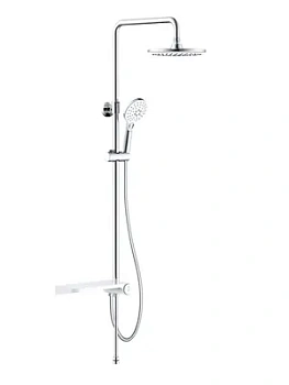 Душевой гарнитур IDDIS SW3Fi76 верхний душ, лейка, стойка, 2 шланга, полка, белый