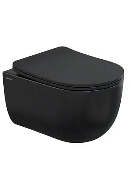 Унитаз подвесной Berges Black 490х360х340 безободковый, сиденье с микролифтом, черный 082136