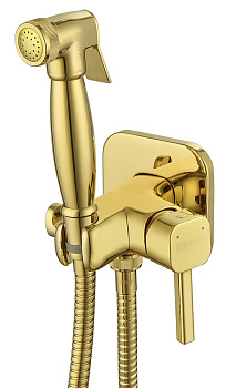 Смеситель встраиваемый Lemark LM7165G с гигиеническим душем, золото