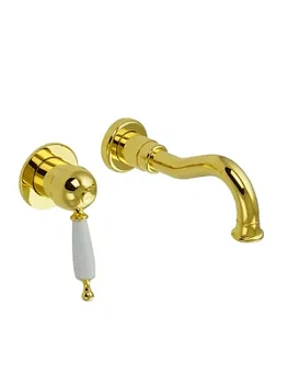 Смеситель для раковины Migliore скрытого монтажа, ручка белая, золото ML.OXF-6345.BI.DO