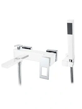Смеситель Boheme 143-WCR для ванны/душа, настенный, однозахв, с ручным душем, белый+хром