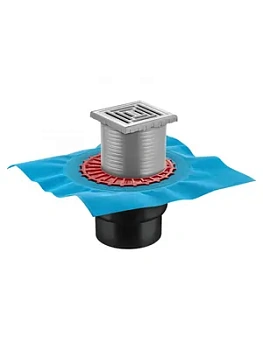 Трап душевой BERGES Uno 100х100, мат. хром, верт. выпуск слив D50/70/100, 090471