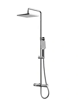 Душевая система Paini 09CR687THQ250F3Q80 термостат, фикс. излив, квадрат. верх./руч. душ, хром