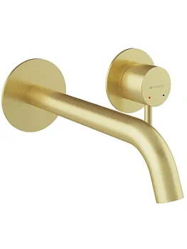 Смеситель для раковины Aqueduto CAN0450 встраиваемый, однозахватный, излив 193мм, шлиф. золото