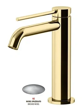 Смеситель GATTONI 9144/91NS для раковины, с донным клапаном, никель браш