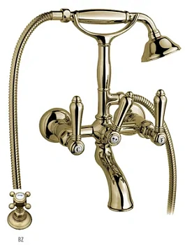 Смеситель для ванны Nicolazzi 1402BZ69 с душевым гарнитуром, ручки El Capitan, бронза
