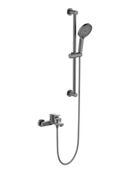 Смеситель для ванны/душа Aquatek AQ1748BGM настенный, с душевым гарнитуром, сталь оружейная