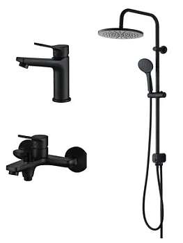 Душевая система + набор смесителей ESKO DI3in1  для раковины/ванны, черный