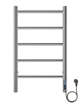 Полотенцесушитель электрический toHit 5 (400х700мм) 85Вт, нерж.сталь, кноп. панель, хром