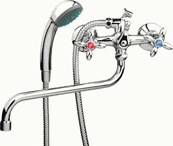 Смеситель Ledeme Н27 настенный, для ванны и душа, с душевой лейкой, хром L2127