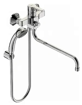Смеситель VIDIMA настенный для ванны/душа BA240AA с душевым гарнитуром, излив 320 мм, хром