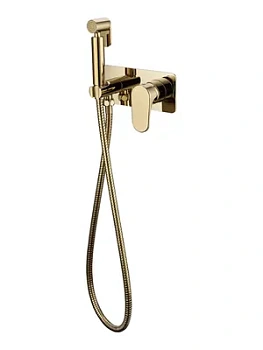 Смеситель Boheme 457-G с гигиеническим душем, встраиваемый, однозахв, с держателем, золото