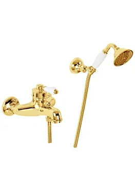 Смеситель для ванны/душа Migliore настенный, ручка белая, золото ML.ERM-7002.BI.DO