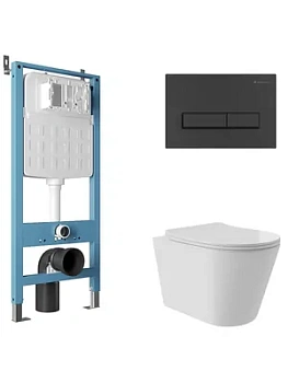 Инсталляция Aqueduto TECNICA NOVO + унитаз с сиденьем + клавиша смыва RETANGULO AQDS141Т