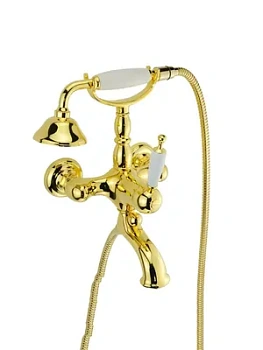 Смеситель для ванны/душа Migliore настенный, ручка белая, золото ML.OXF-6302.BI.DO