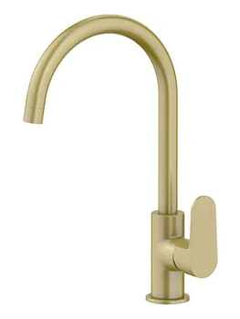 Смеситель для кухни Aquatek AQ1282BG однозахватный, поворотный излив 245мм, золото шлиф