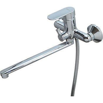 Смеситель Ledeme Н10 настенный, для ванны и душа, однозахватный, с душевой лейкой, хром L2210