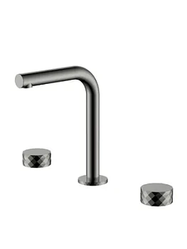 Смеситель Boheme 152-GM для раковины, на 3 отверстия, двухзахватный, ручки diamond, графит