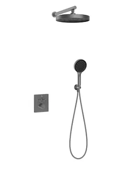 Душевая система Vincea термостатическая,верхний и ручной душ,вороненая сталь VSFW-3I21MT2MB