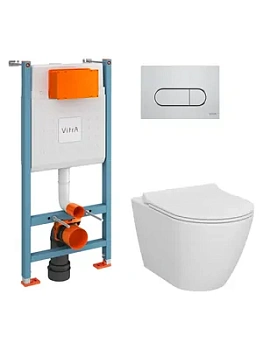 Комплект: Инсталляция Vitra+ Унитаз Sanibelle+ сиденье микролифт+ клавиша хром 9878B003-7200