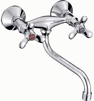 Смеситель Ledeme Н12 настенный. для кухни, поворотный излив, двухзахватный, хром L4612