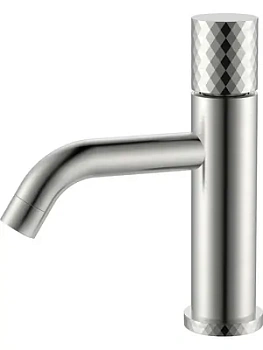 Смеситель Boheme 121-NB для раковины, на 1 отверстие, однозахватный, ручка diamond,никель браш