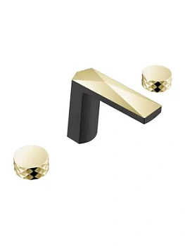 Смеситель Boheme для раковины, на 3 отверстия, двухзахватный, черный+золото 150-BG-DIAMOND