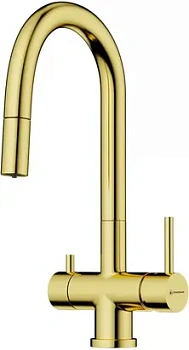 Смеситель для мойки Omoikiri -S-LG светлое золото, кран для питьевой воды, вытяж.шланг 4994350
