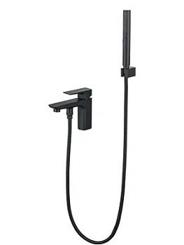 Смеситель Aquatek AQ1044MB на борт ванны, однозахватный, на 1 отв., с ручным душем, черный мат