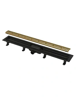 Душевой лоток Alcaplast APZ10BLACK-650BRASS SIMPLE L=650мм H=62мм пластик черный/решетка латунь