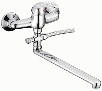 Смеситель Ledeme Н15 настенный, для ванны и душа, поворотный излив, с душевой лейкой, хром L2115