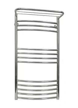 Полотенцесушитель Флагман "Лесенка" изогнутая с полочкой 600х400 нерж.сталь, правое боковое подкл. D-1"