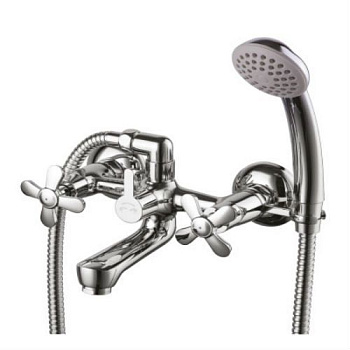 Смеситель для ванны/душа Lemark LM6542C двухзахватный, короткий излив, душ.набор, хром