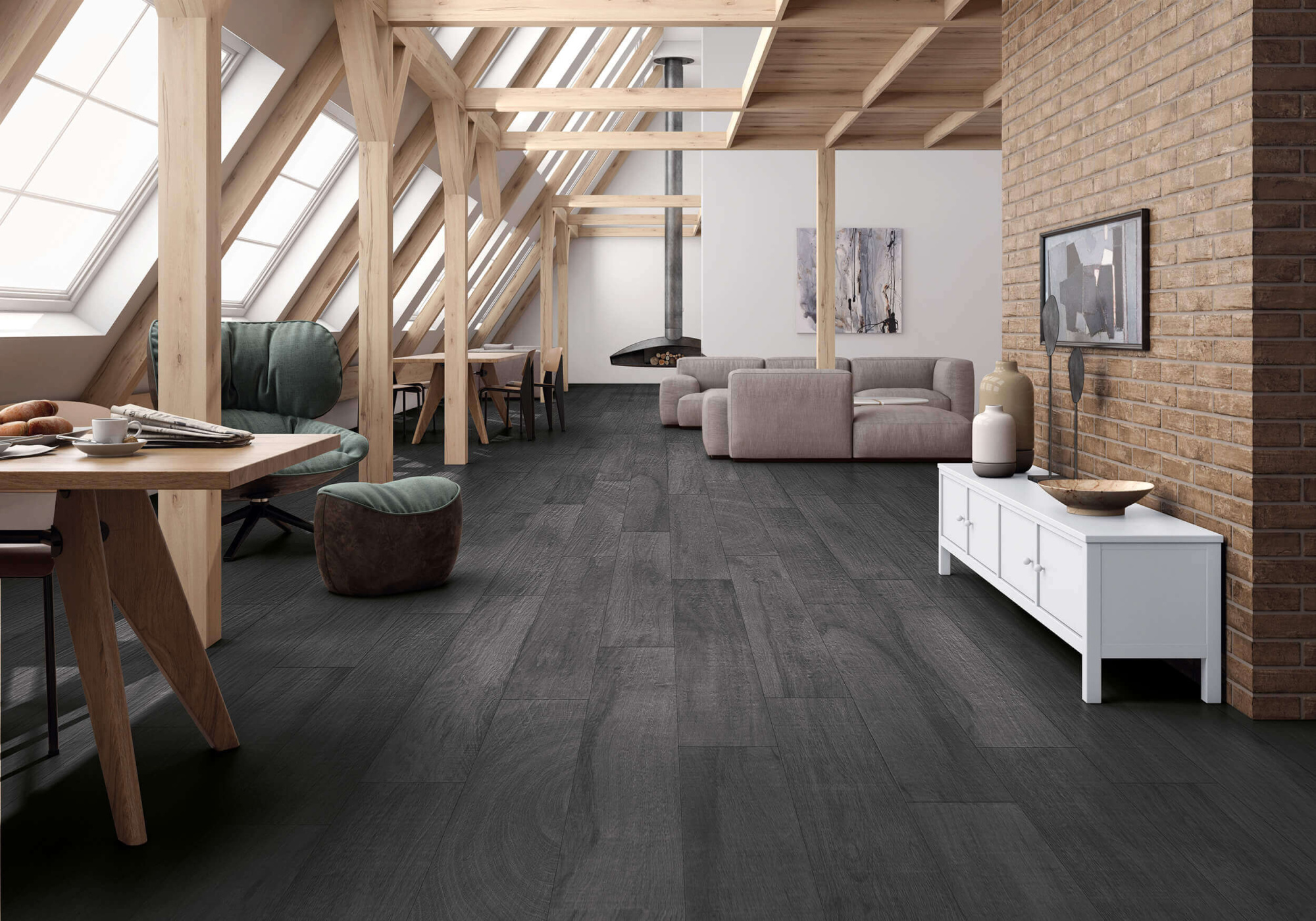 фон Ibero Artwood Black MATT 120x20 матовая