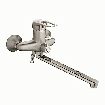 Смеситель Ledeme Н04А настенный, для ванны и душа, однозахватный, с душевой лейкой, сатин L2204A