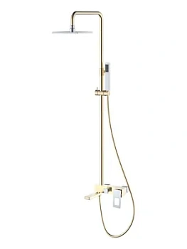 Душевой комплект Boheme 148-GCR настенный, однозахватный, верхний/ручной душ, золото+хром