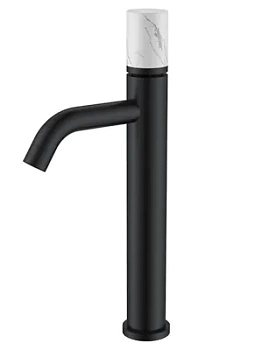 Смеситель Boheme 122-W-MR-B для раковины, на 1 отв,однозахв, ручка мрамор, белый