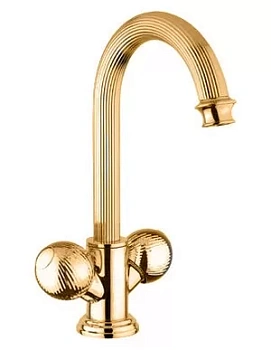 Смеситель CEZARES -LS2-03/24-M для раковины, с донным клапаном, золото 24 карат/ручки металл