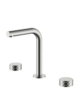Смеситель Boheme 152-NB для раковины, на 3 отверстия, двухзахватный, ручки diamond, никель браш
