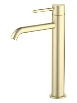 Смеситель для раковины Aquatek AQ1304BG однозахватный, излив 214мм, б/дон. клап., зол. шлиф