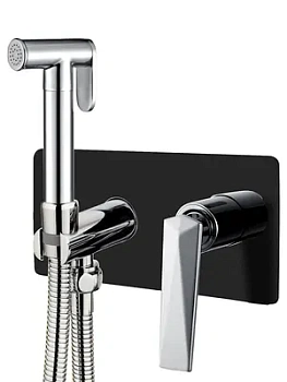 Смеситель Boheme 377-B встраиваемый, с гигиеническим душем, однозахватный, черный+хром