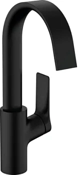 Смеситель Hansgrohe 75030670 для раковины, поворотный излив 210, сливной гарнитур,мат.черный