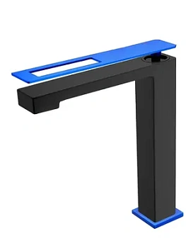 Смеситель Boheme 142-BUW для раковины, на 1 отверстие, однозахватный, черный+синий