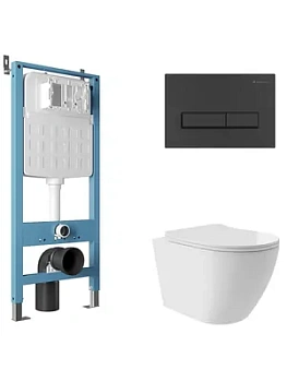 Инсталляция Aqueduto TECNICA NOVO + унитаз с сиденьем + клавиша смыва RETANGULO AQDS129Т