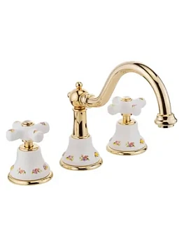 Смеситель для раковины Migliore на 3 отверстия, с дон.клапаном, белый/золото ML.PRO-8812.DO